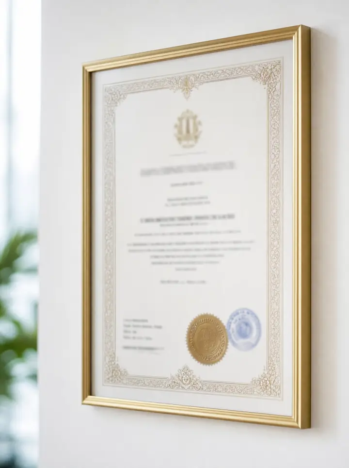Framed state tour operator license of Alash Tourism